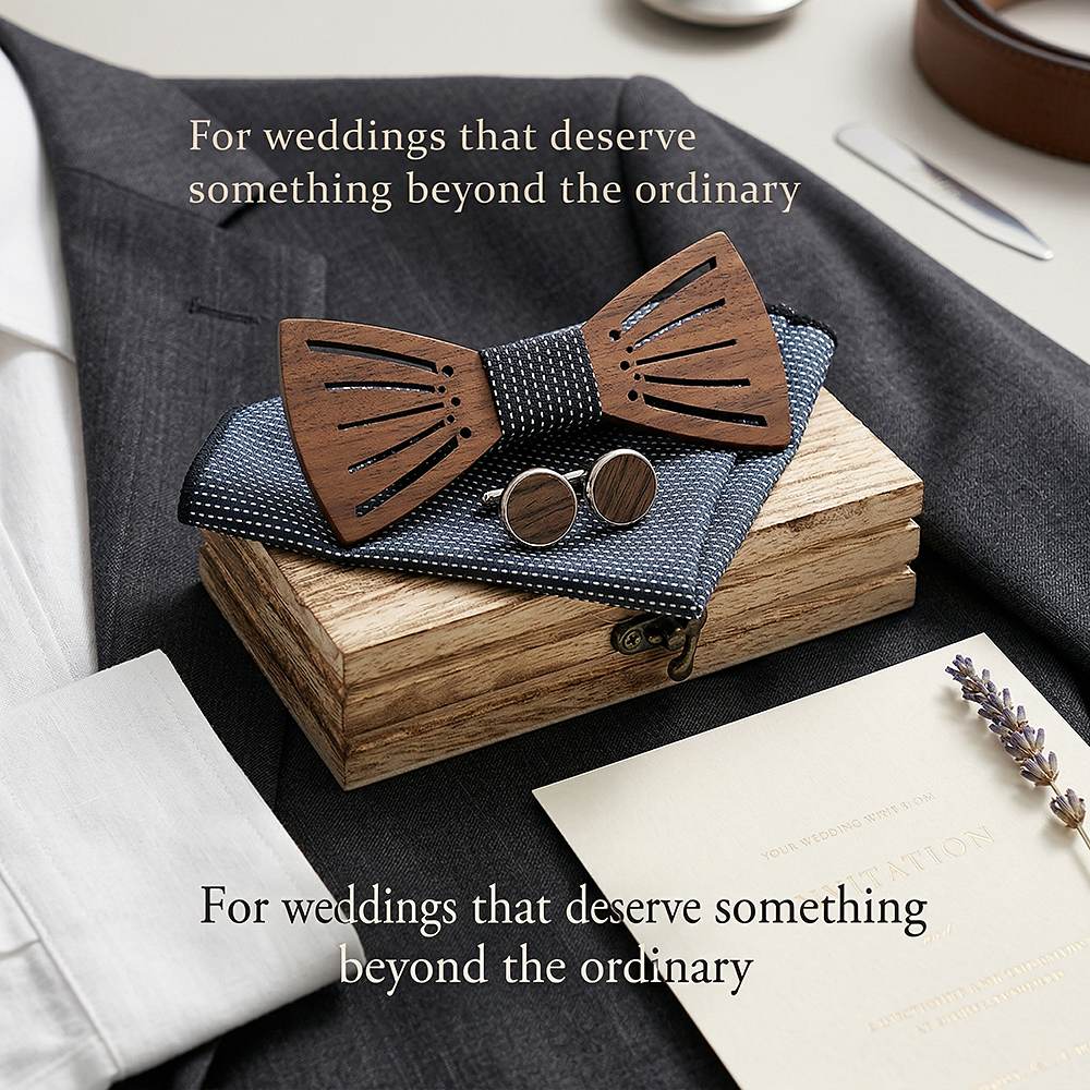 M438 M438  Sunray Radial Cutout Bow Tie Set, Walnut — view 2