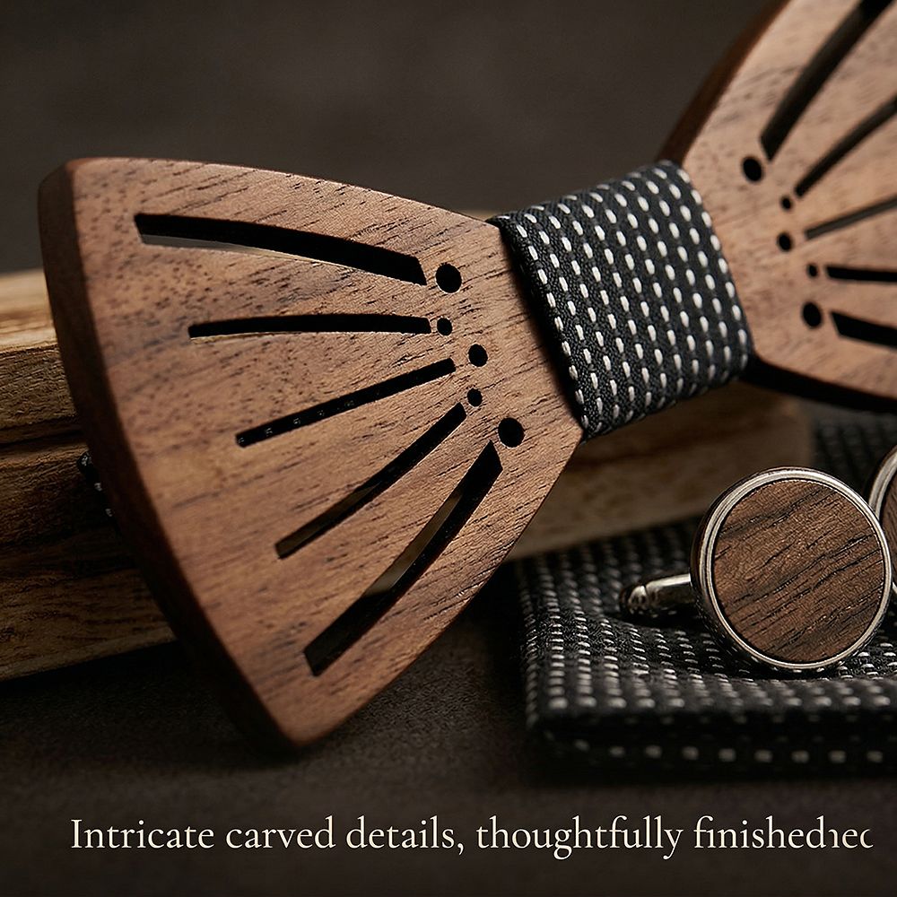 M438 M438  Sunray Radial Cutout Bow Tie Set, Walnut — view 3