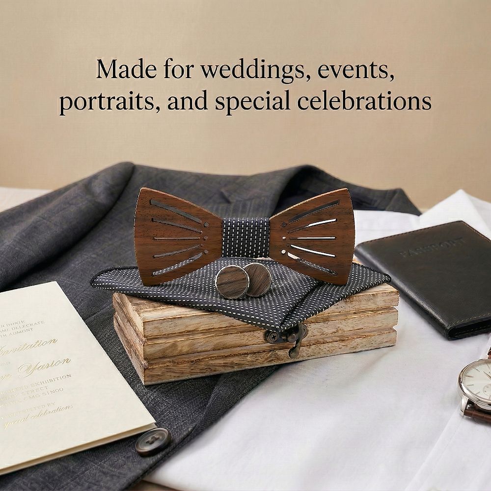 M438 M438  Sunray Radial Cutout Bow Tie Set, Walnut — view 4