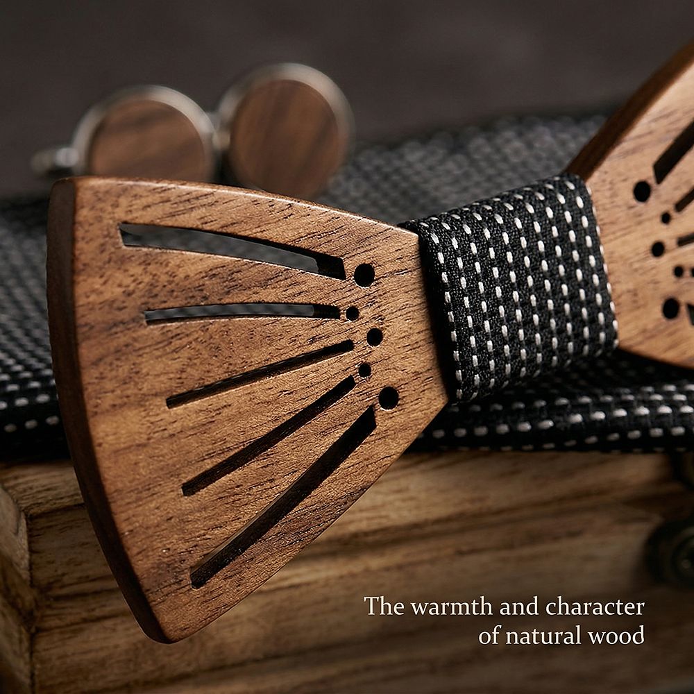 M438 M438  Sunray Radial Cutout Bow Tie Set, Walnut — view 5