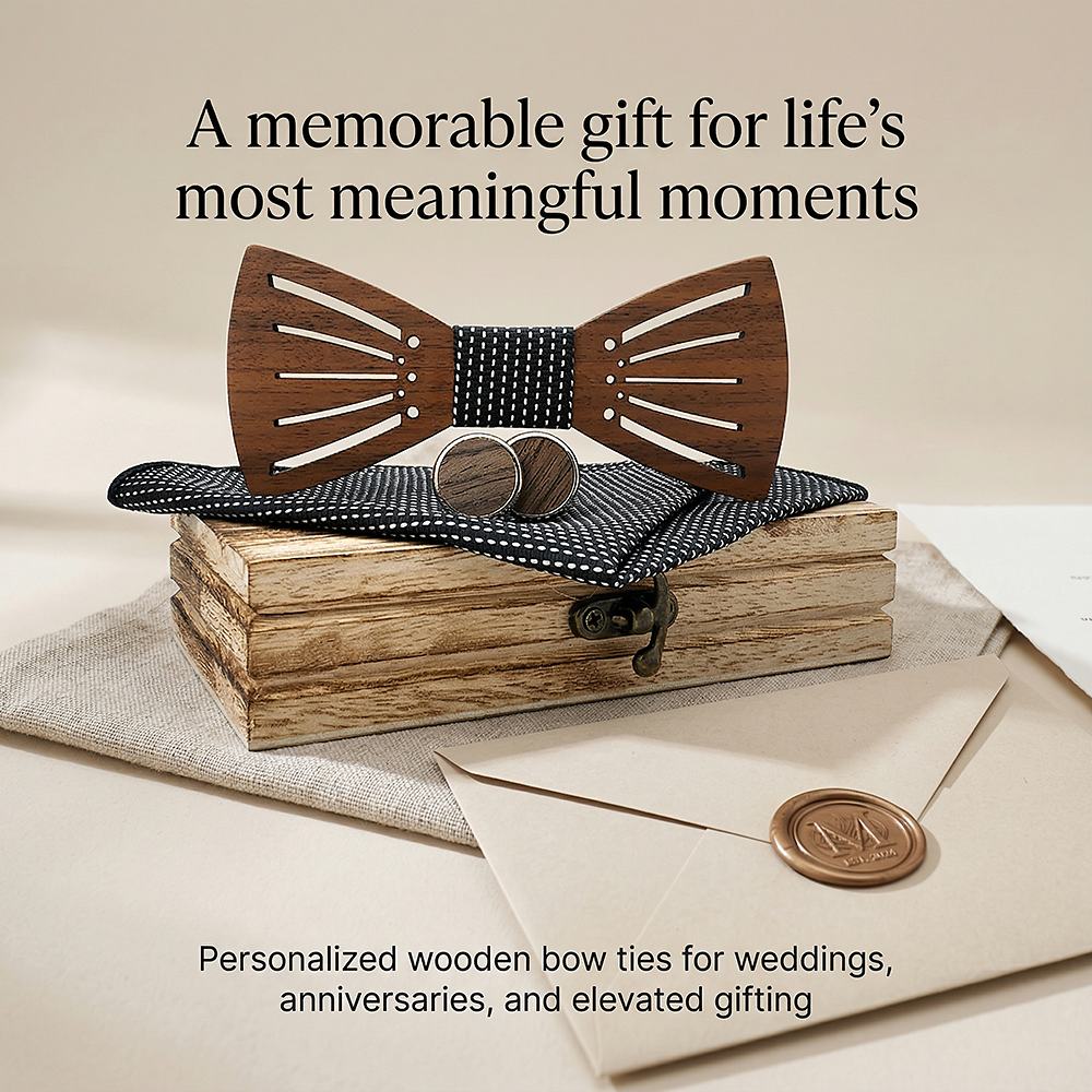 M438 M438  Sunray Radial Cutout Bow Tie Set, Walnut — view 6