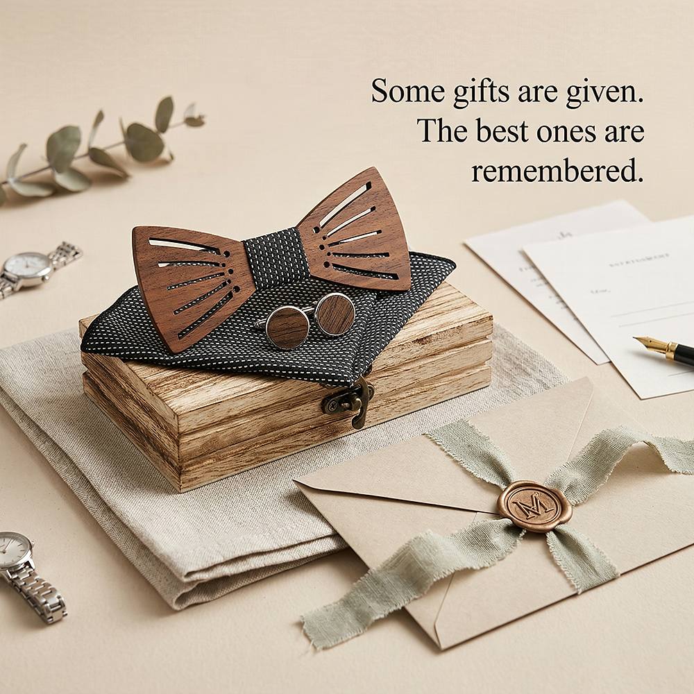 M438 M438  Sunray Radial Cutout Bow Tie Set, Walnut — view 7