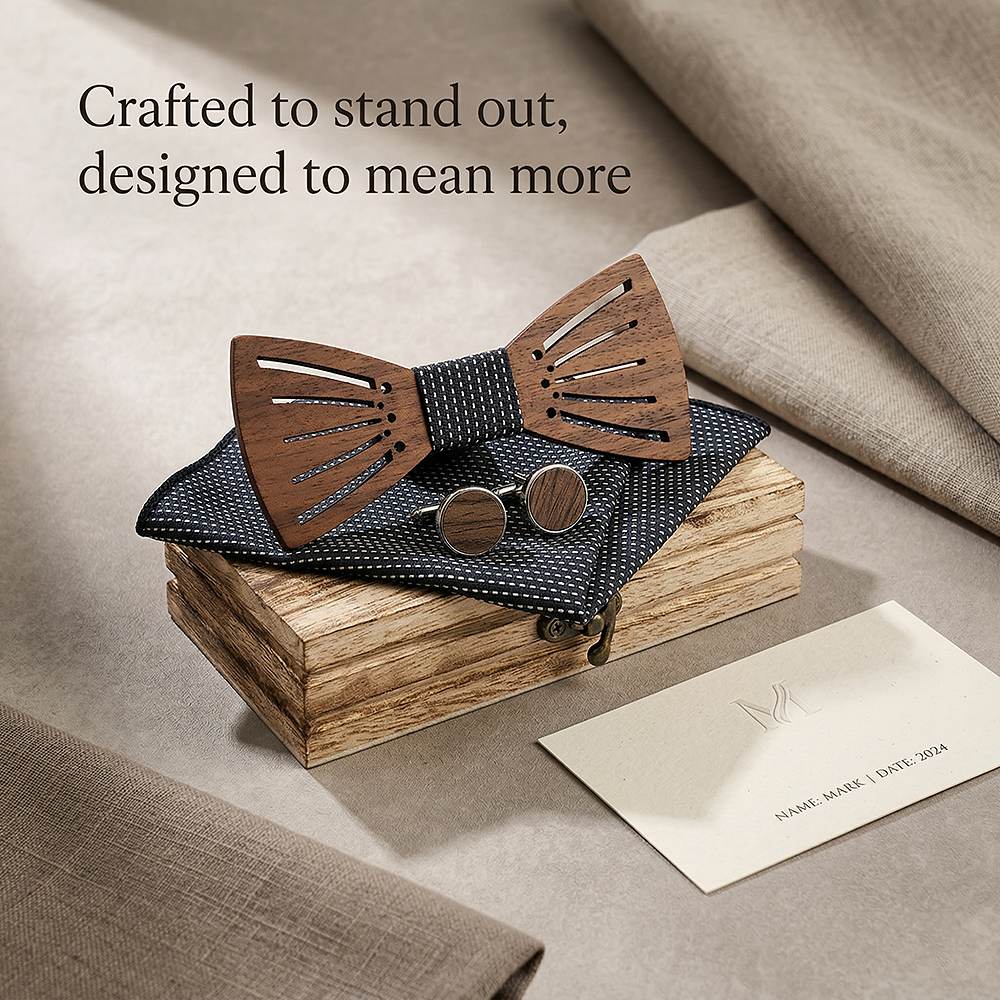 M438 M438  Sunray Radial Cutout Bow Tie Set, Walnut — view 8