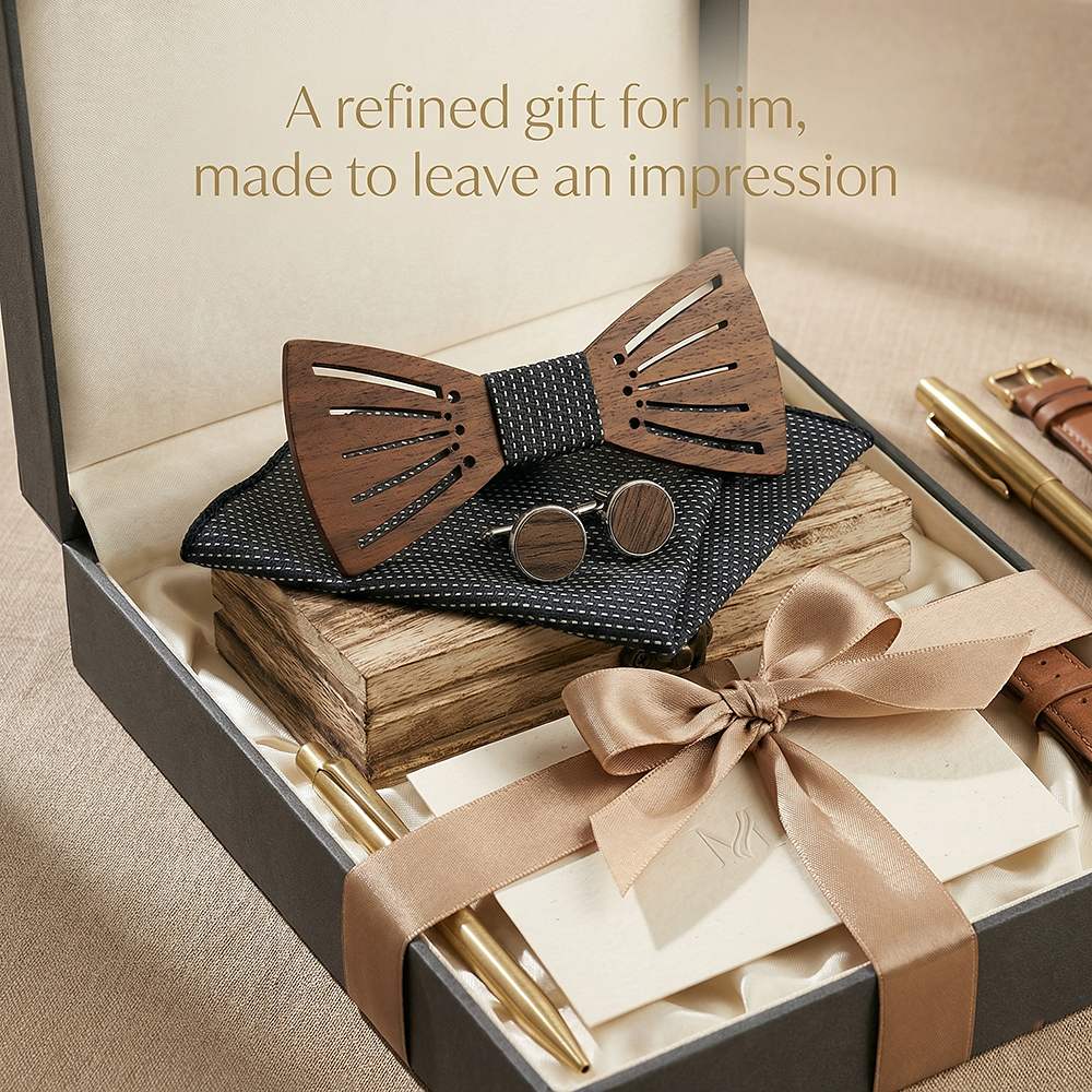 M438 M438  Sunray Radial Cutout Bow Tie Set, Walnut — view 10