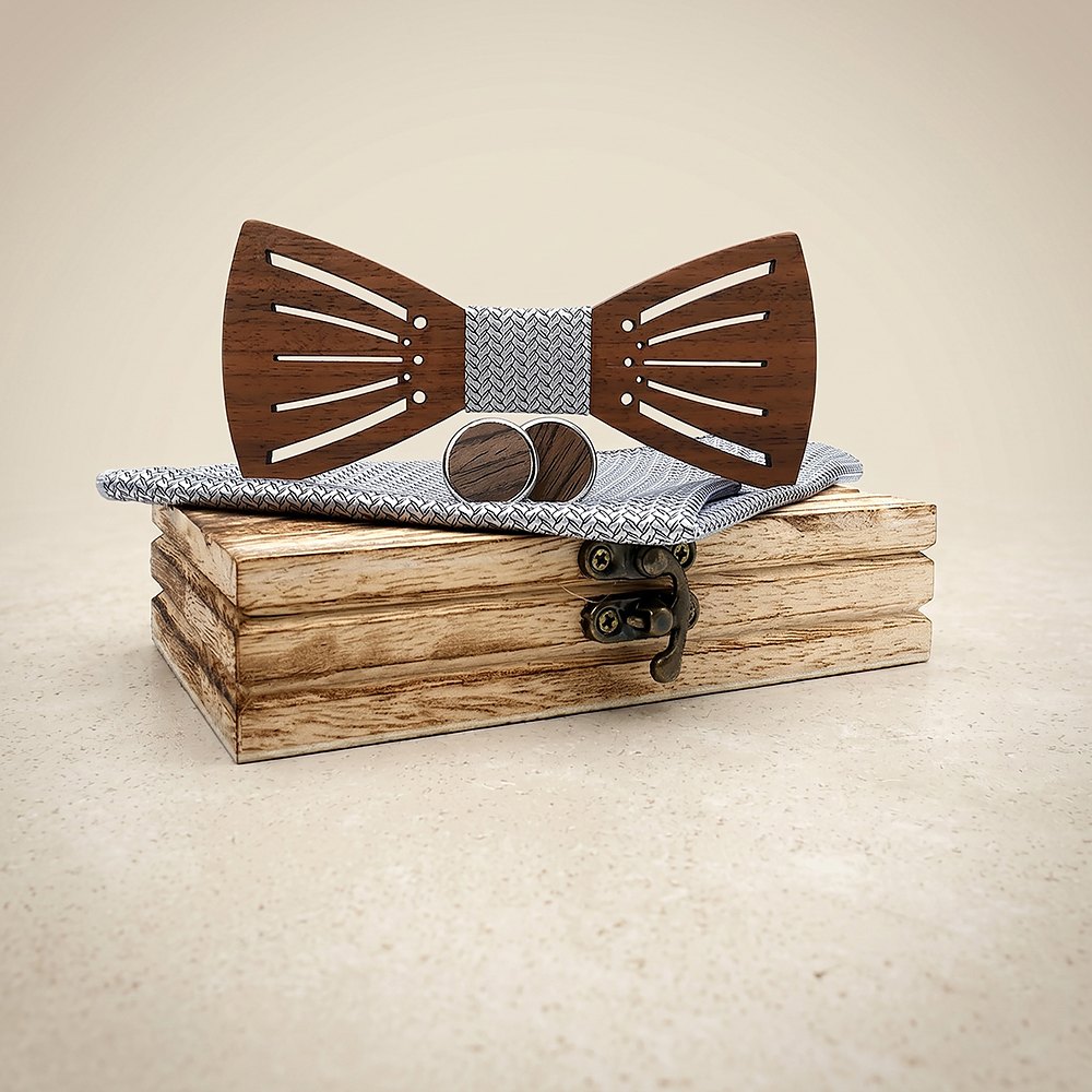 M438 M438  Sunray Radial Cutout Bow Tie Set, Walnut — colour C4