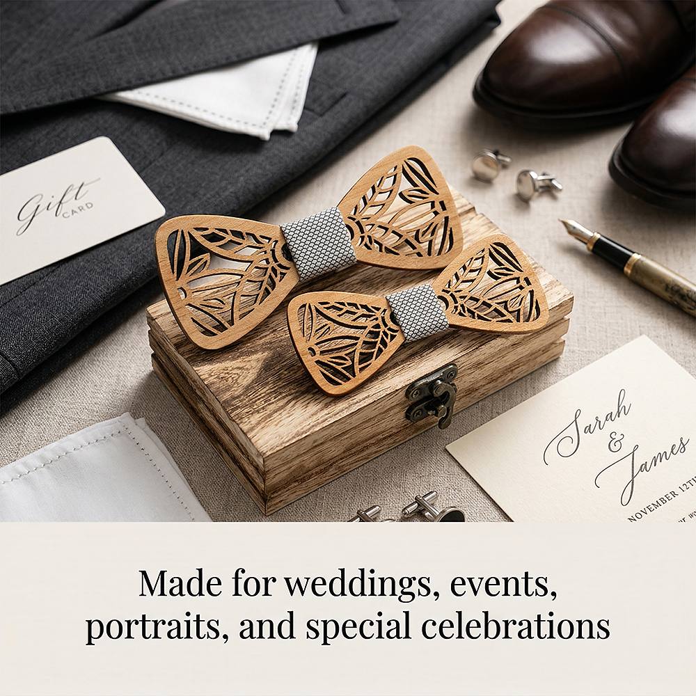 M440 M440  Botanical Leaf Cutout Bow Tie Set, Maple — view 4