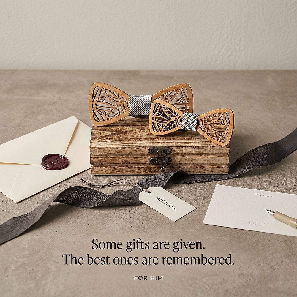 M440 M440  Botanical Leaf Cutout Bow Tie Set, Maple — view 7