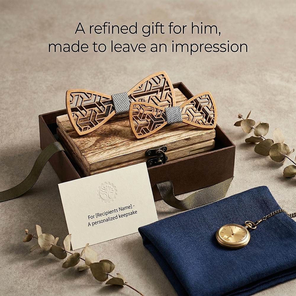 M442 M442  Father & Son Bow Tie Set, Walnut — view 9