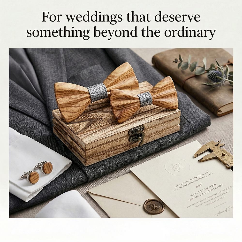 M443 M443  Father & Son Bow Tie Set, Zebrawood — view 2