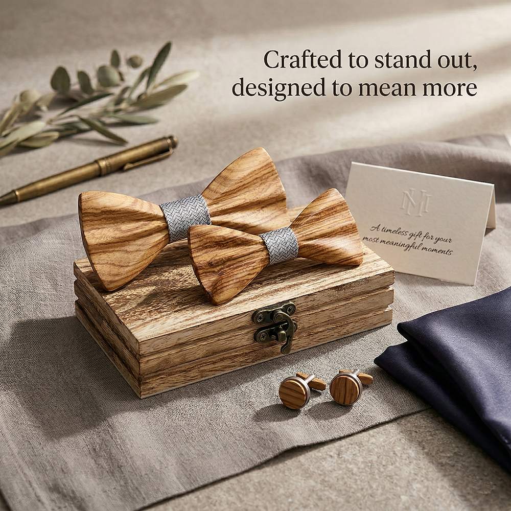 M443 M443  Father & Son Bow Tie Set, Zebrawood — view 8