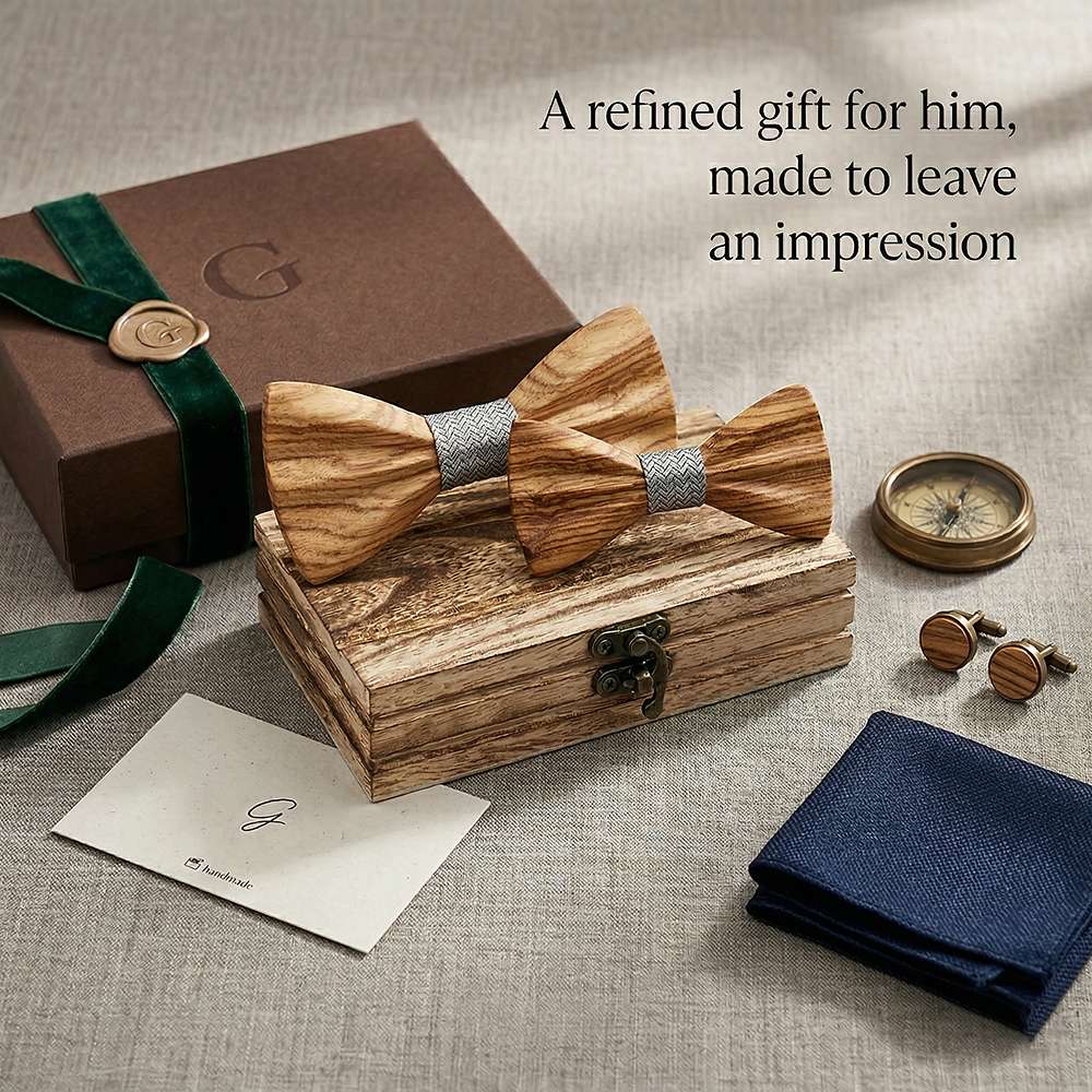 M443 M443  Father & Son Bow Tie Set, Zebrawood — view 10