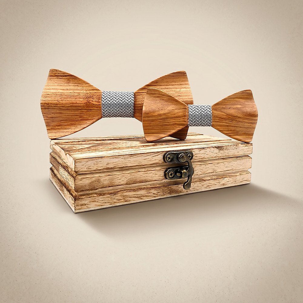 M444 M444  Father & Son Bow Tie Set, Zebrawood — colour C5