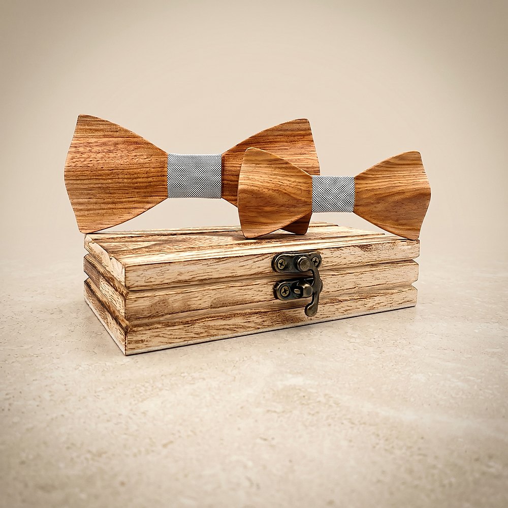 M444 M444  Father & Son Bow Tie Set, Zebrawood — colour C6