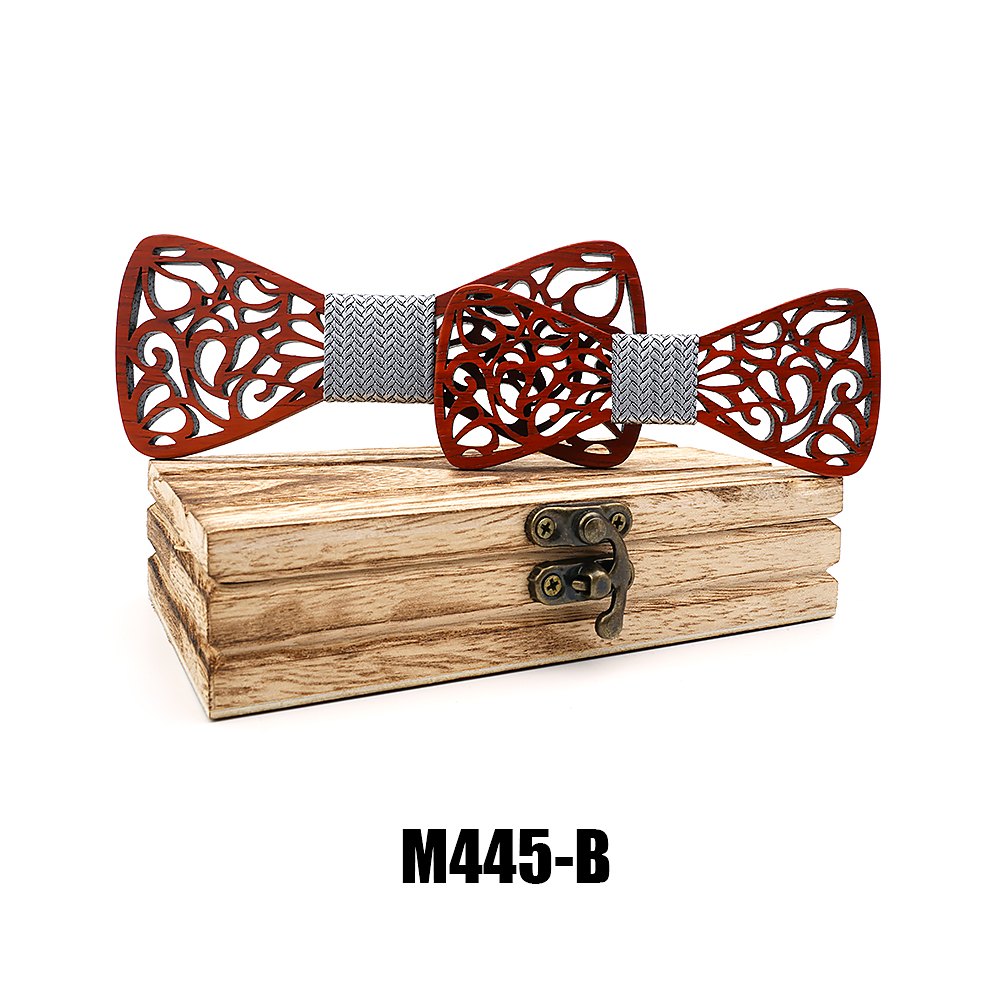 M445 M445  Father & Son Cutout Bow Tie Set, Rosewood — view 2