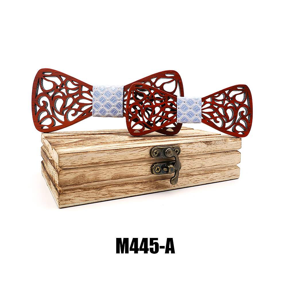 M445 M445  Father & Son Cutout Bow Tie Set, Rosewood — colour A