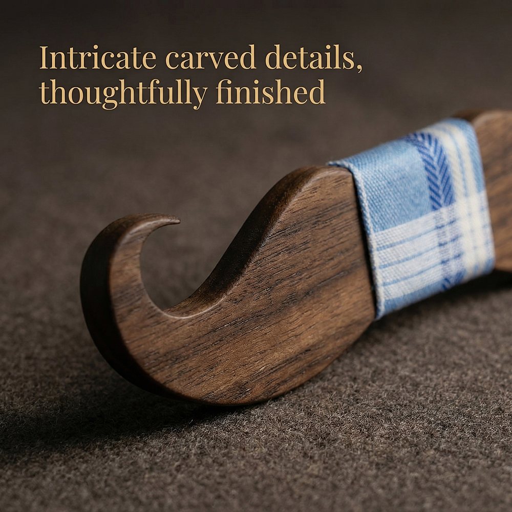M447 M447  Mustache Shape Bow Tie Set, Walnut — view 3