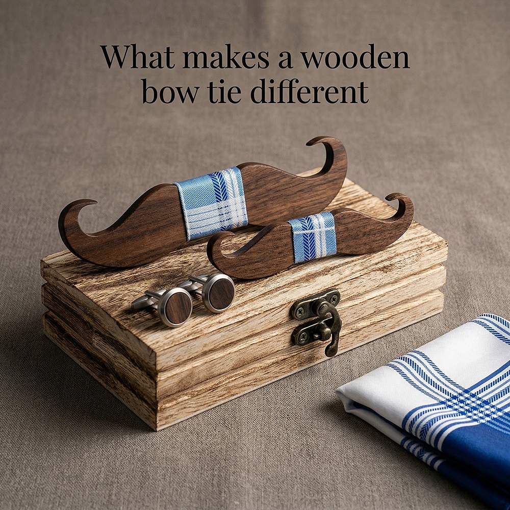 M447 M447  Mustache Shape Bow Tie Set, Walnut — view 8