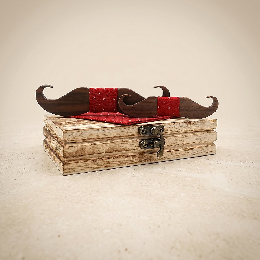 M447 M447  Mustache Shape Bow Tie Set, Walnut — colour C5