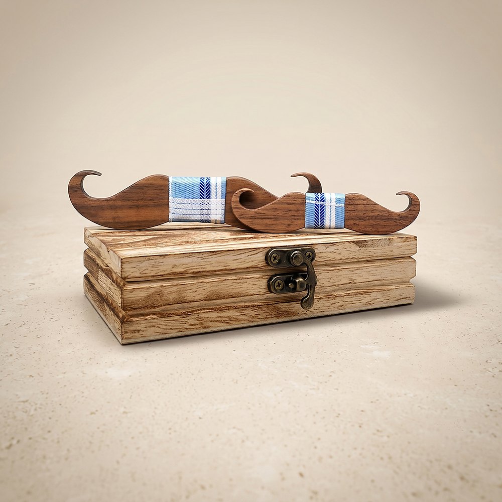 M447 M447  Mustache Shape Bow Tie Set, Walnut — colour C6