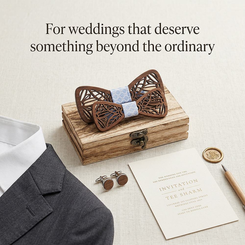 M448 M448  Leaf Cutout Bow Tie Set, Walnut — view 2