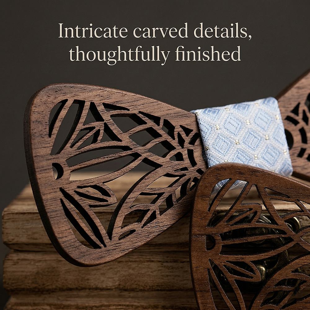 M448 M448  Leaf Cutout Bow Tie Set, Walnut — view 3