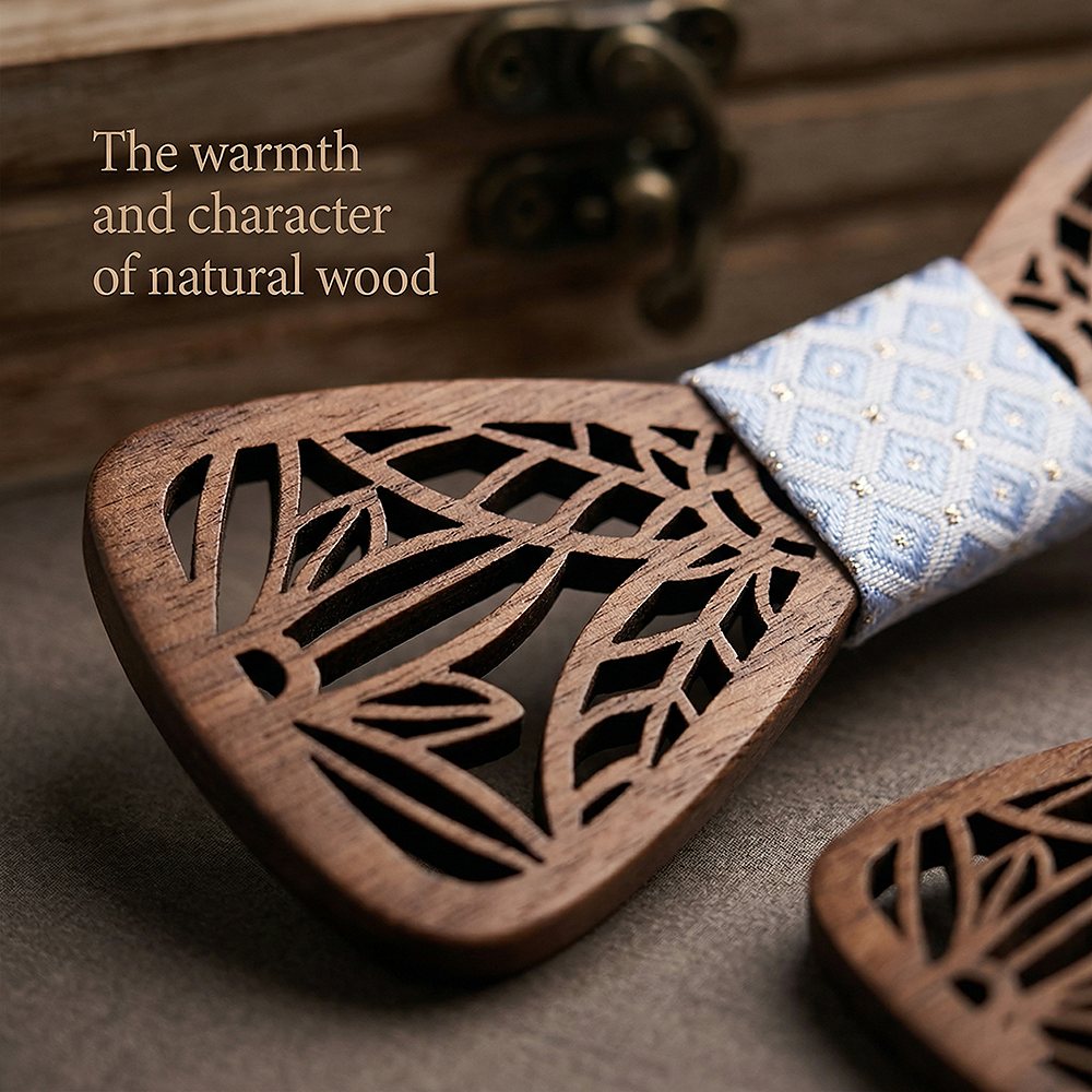 M448 M448  Leaf Cutout Bow Tie Set, Walnut — view 5