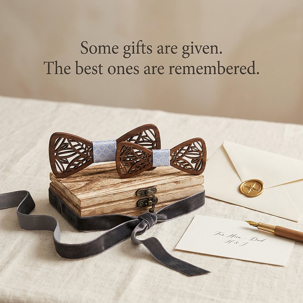 M448 M448  Leaf Cutout Bow Tie Set, Walnut — view 7