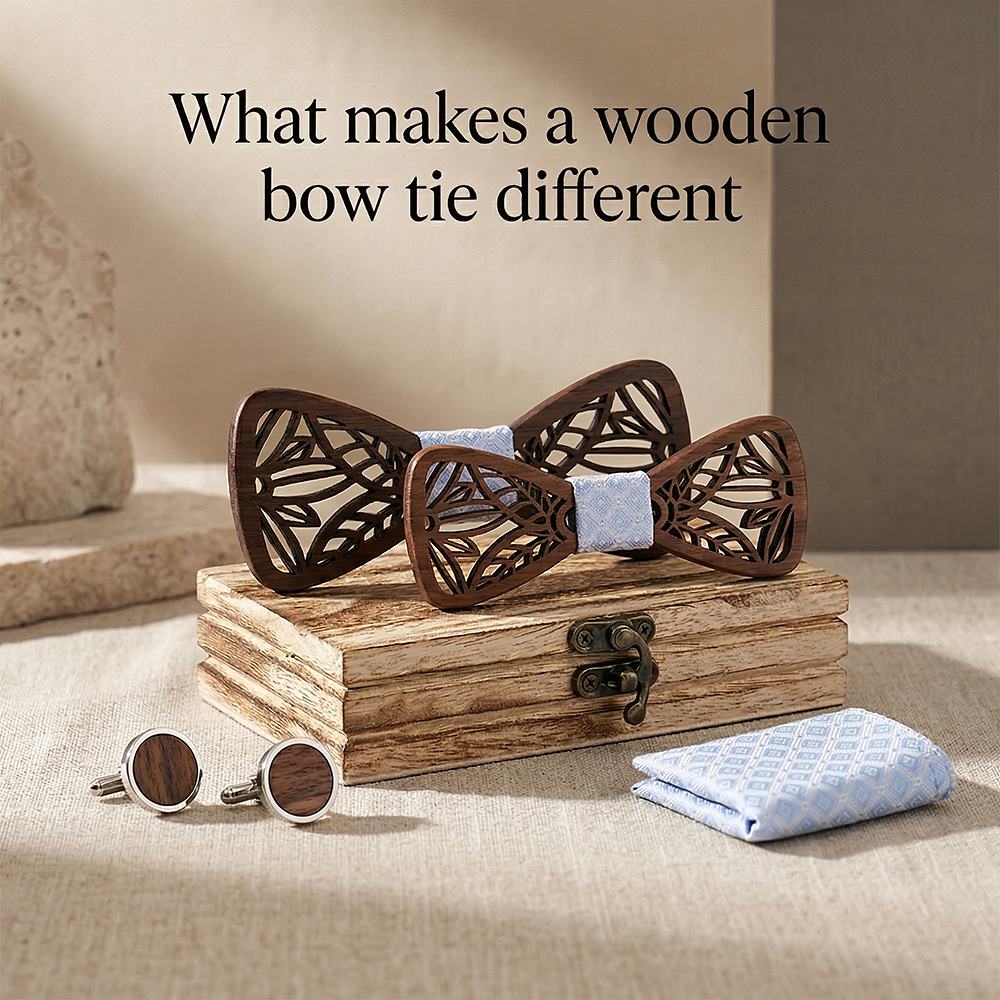M448 M448  Leaf Cutout Bow Tie Set, Walnut — view 9