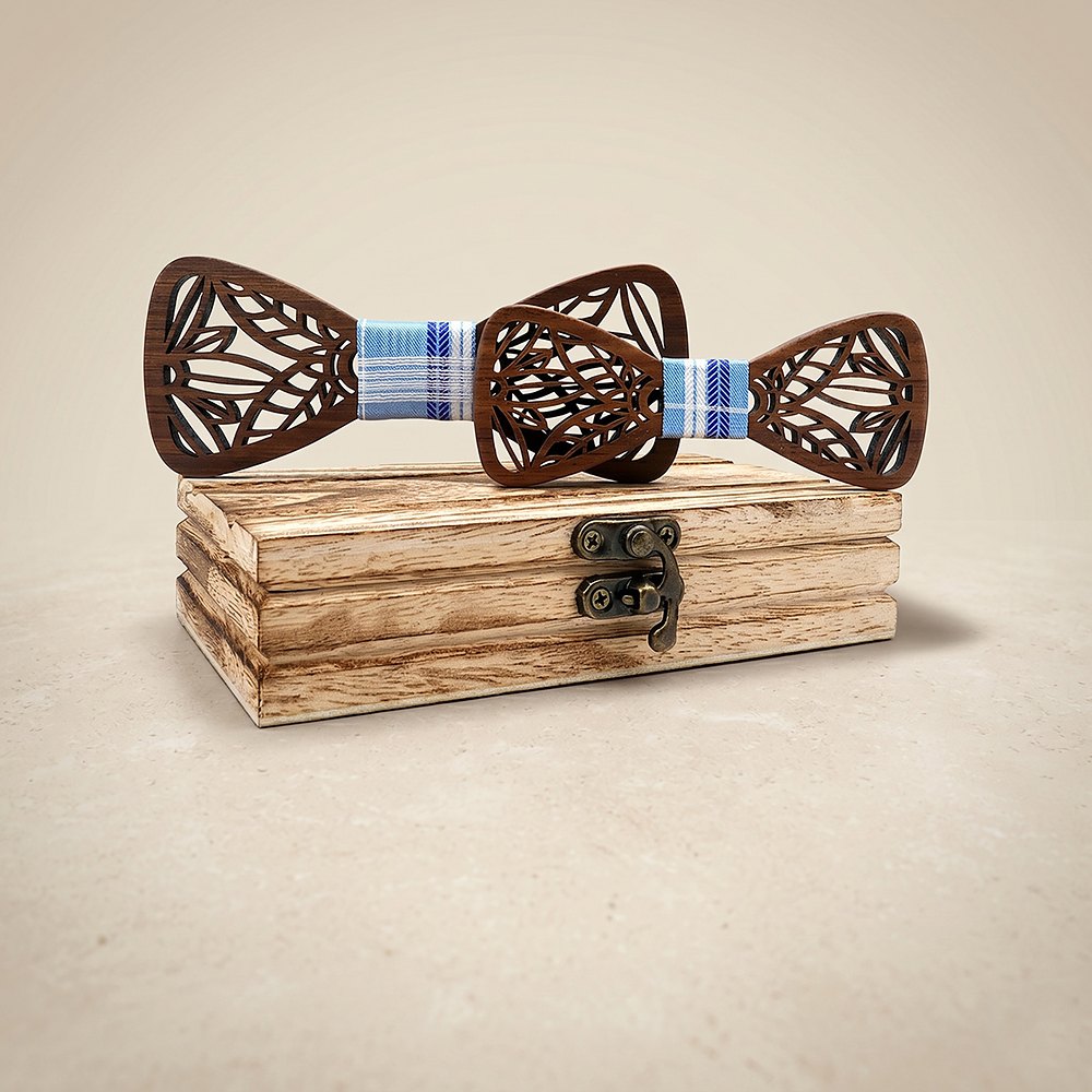 M448 M448  Leaf Cutout Bow Tie Set, Walnut — colour C1