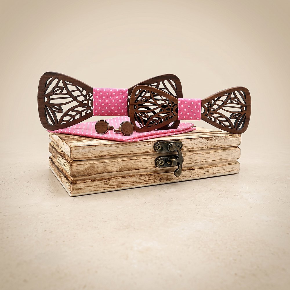 M448 M448  Leaf Cutout Bow Tie Set, Walnut — colour C4