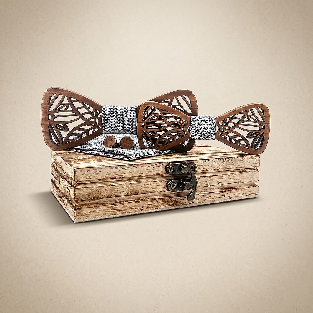 M448 M448  Leaf Cutout Bow Tie Set, Walnut — colour C5
