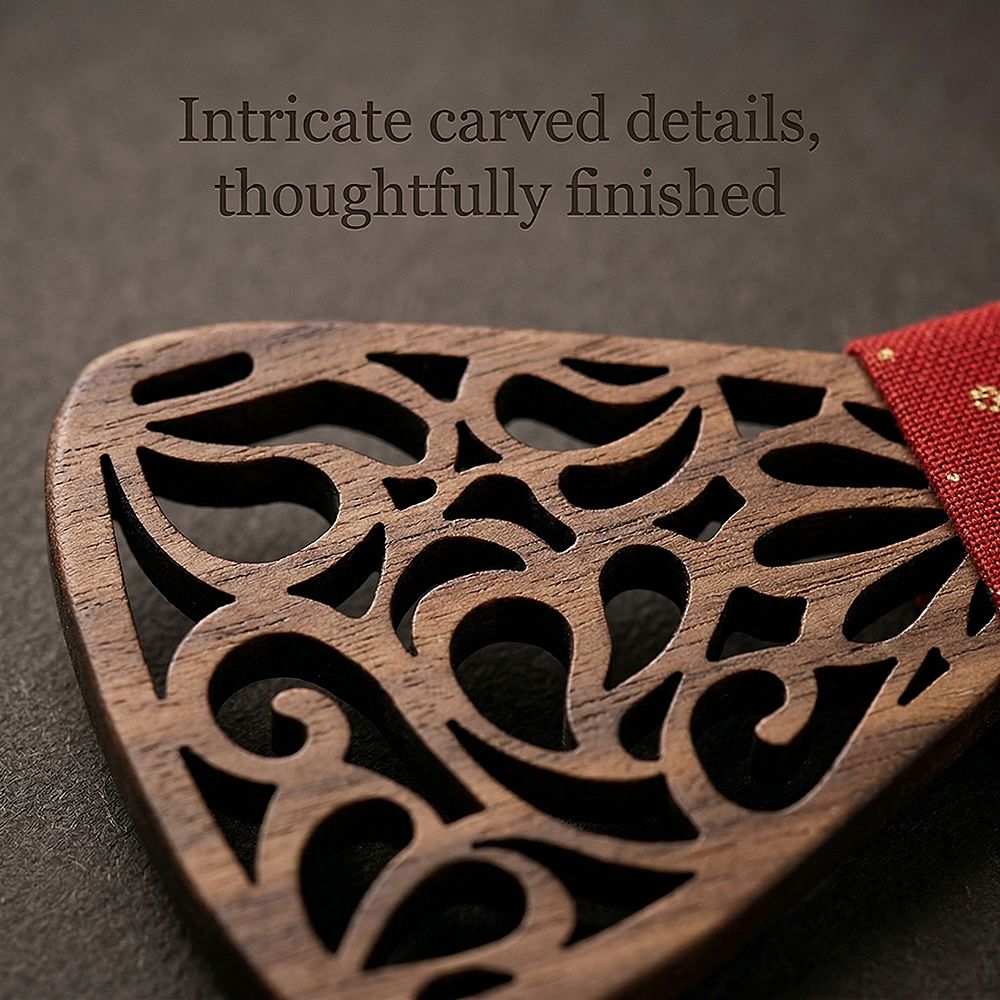 M449 M449  Paisley Scroll Cutout Bow Tie Set, Walnut — view 3