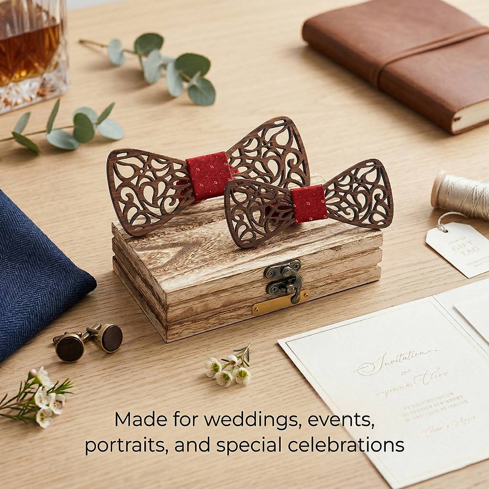 M449 M449  Paisley Scroll Cutout Bow Tie Set, Walnut — view 4