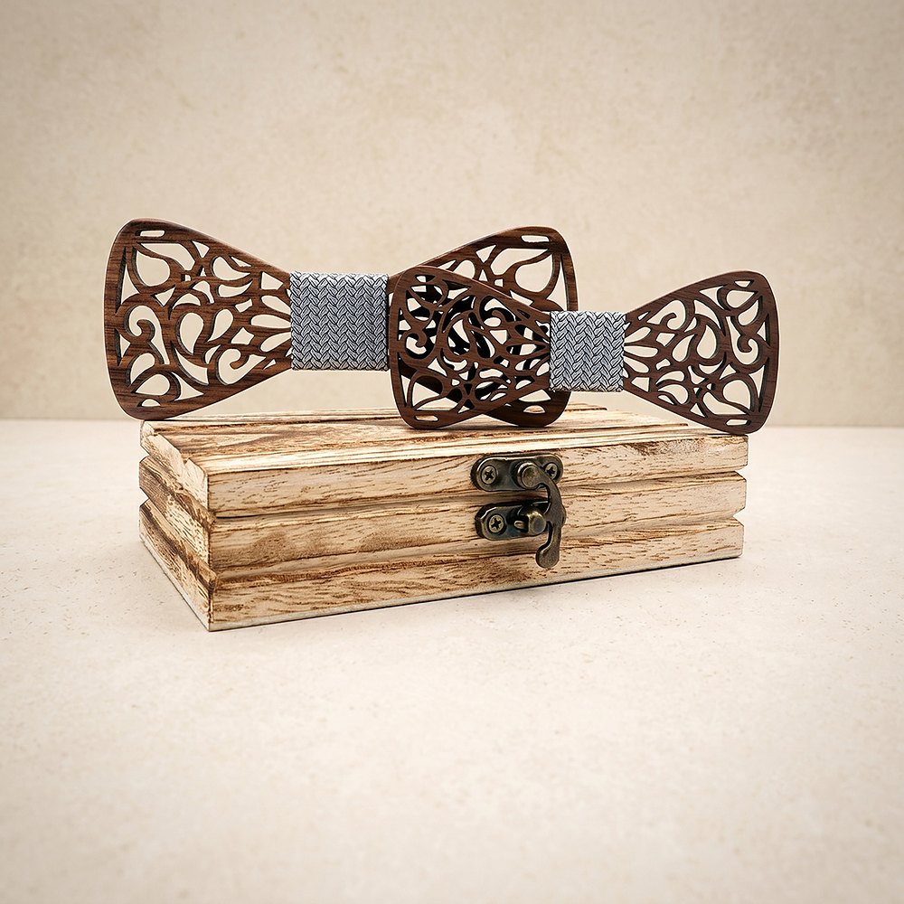 M449 M449  Paisley Scroll Cutout Bow Tie Set, Walnut — colour C3