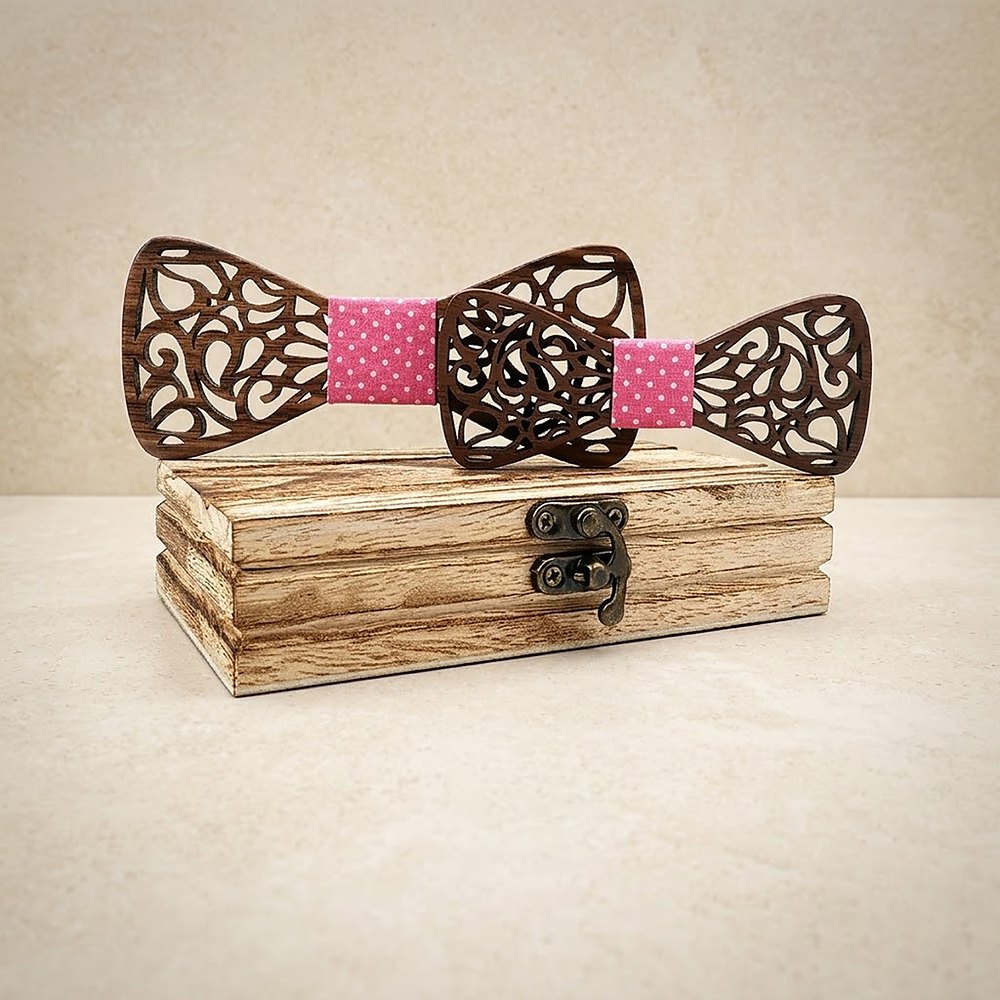 M449 M449  Paisley Scroll Cutout Bow Tie Set, Walnut — colour C4