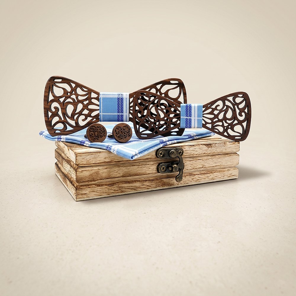 M449 M449  Paisley Scroll Cutout Bow Tie Set, Walnut — colour C5