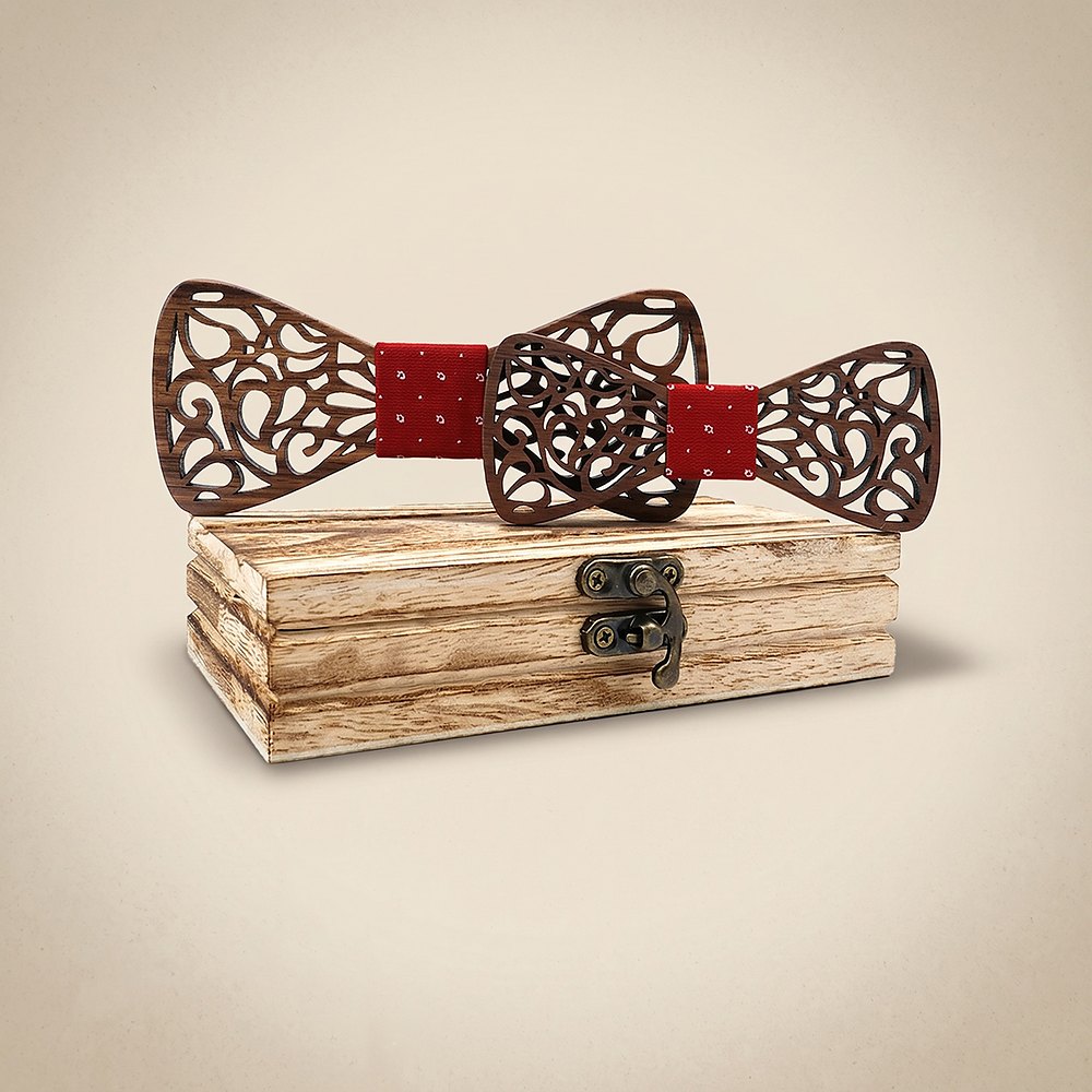 M449 M449  Paisley Scroll Cutout Bow Tie Set, Walnut — colour C6