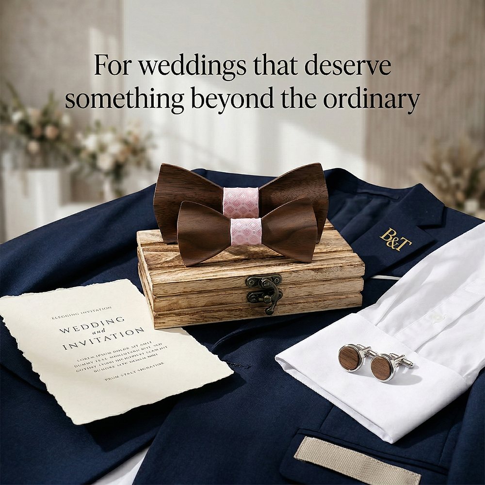 M452 M452  Father & Son Bow Tie Set, Walnut — view 2