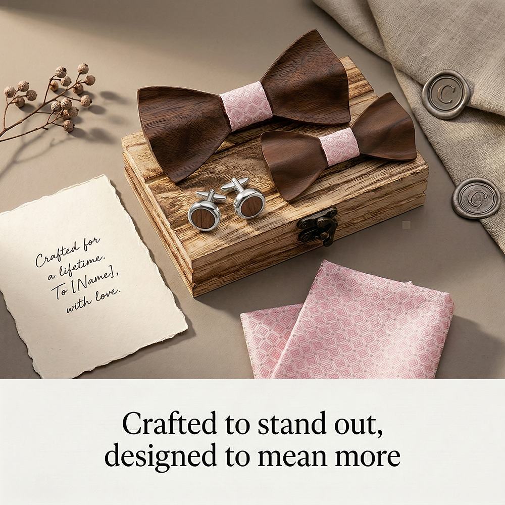 M452 M452  Father & Son Bow Tie Set, Walnut — view 8