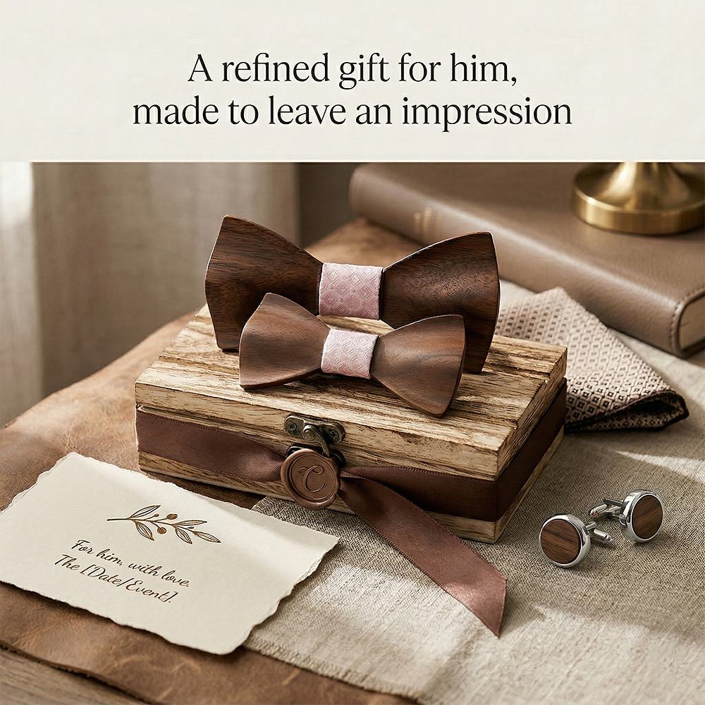 M452 M452  Father & Son Bow Tie Set, Walnut — view 9