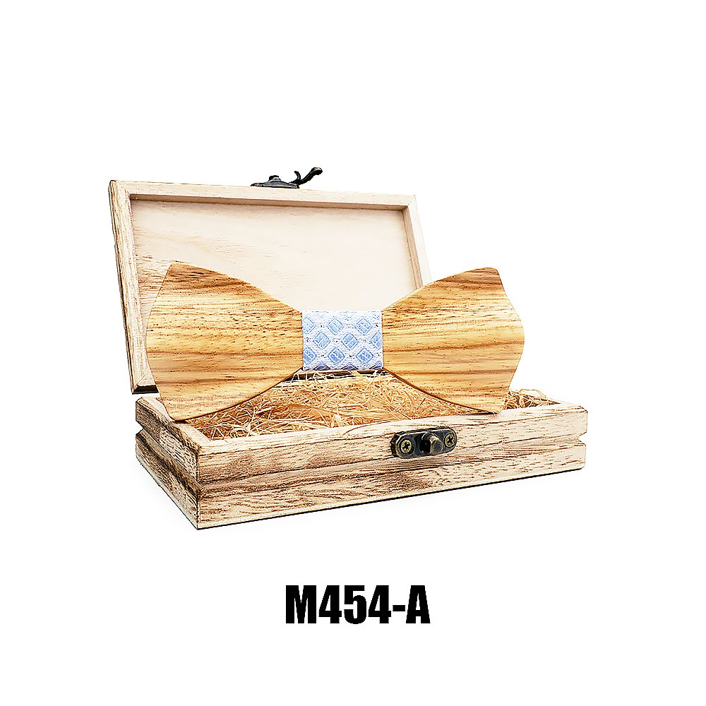 M454  Solid Bow Tie with Gift Box, Zebrawood