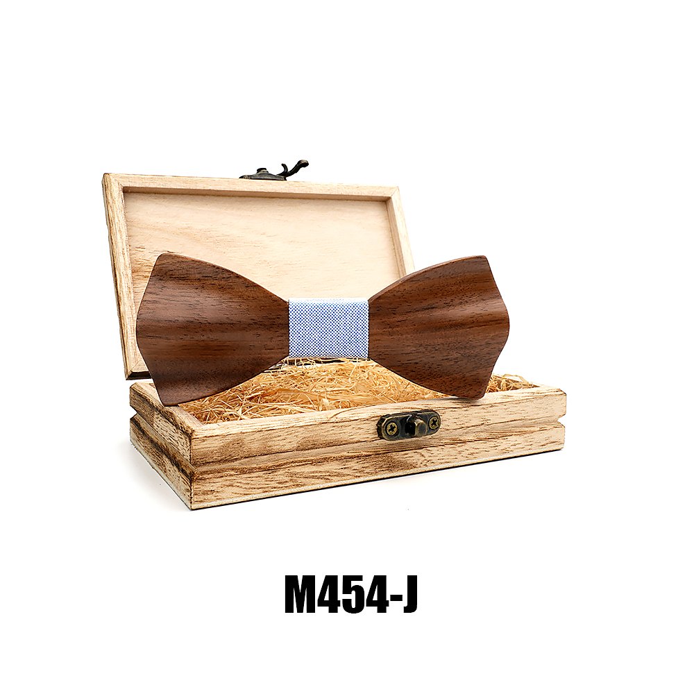 M454 M454  Solid Bow Tie with Gift Box, Zebrawood — view 10