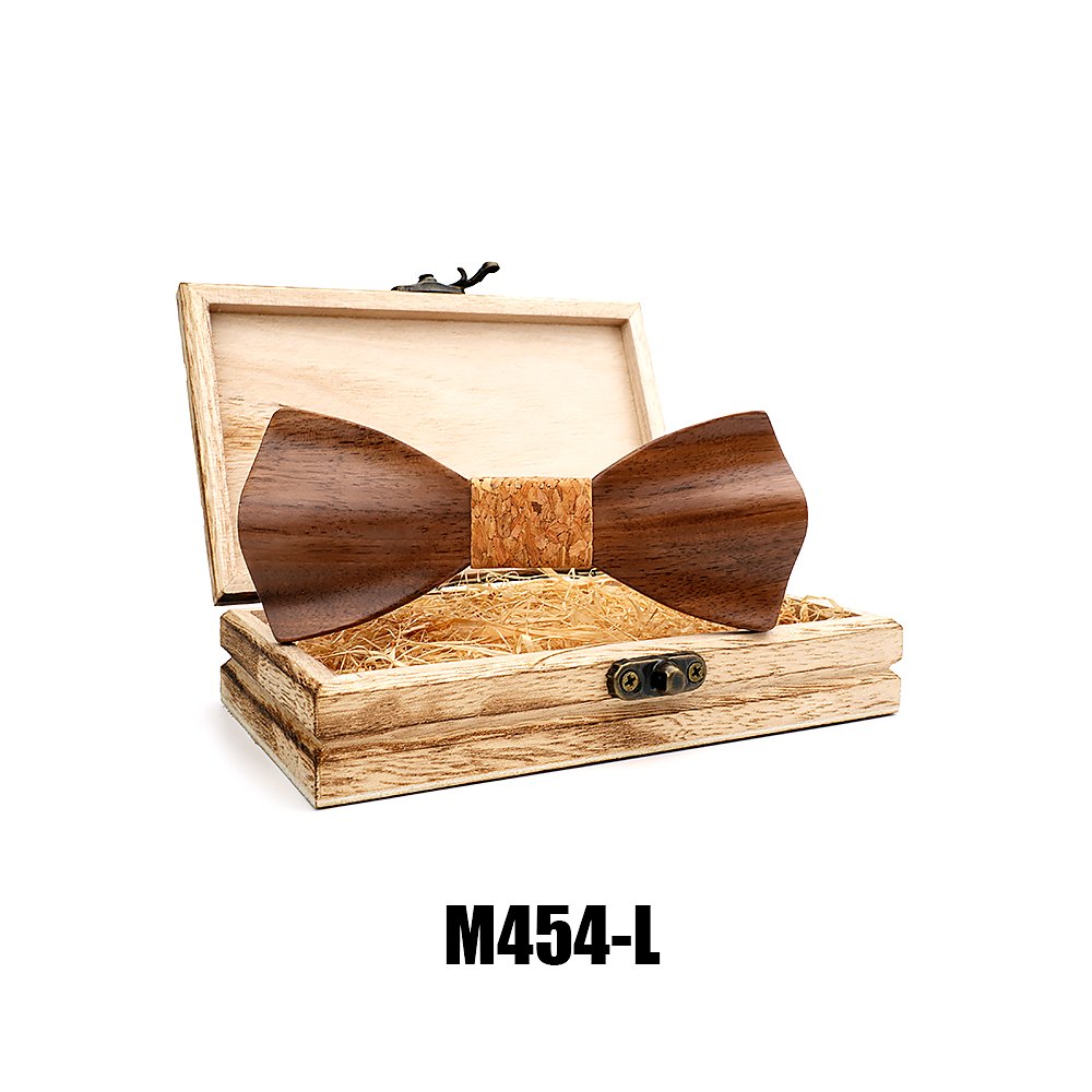 M454 M454  Solid Bow Tie with Gift Box, Zebrawood — view 12