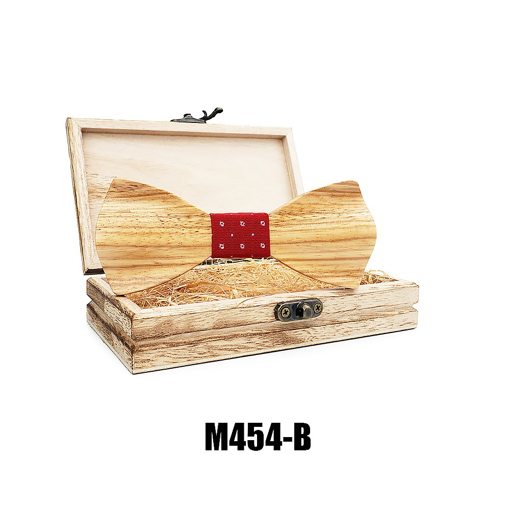 M454 M454  Solid Bow Tie with Gift Box, Zebrawood — view 2