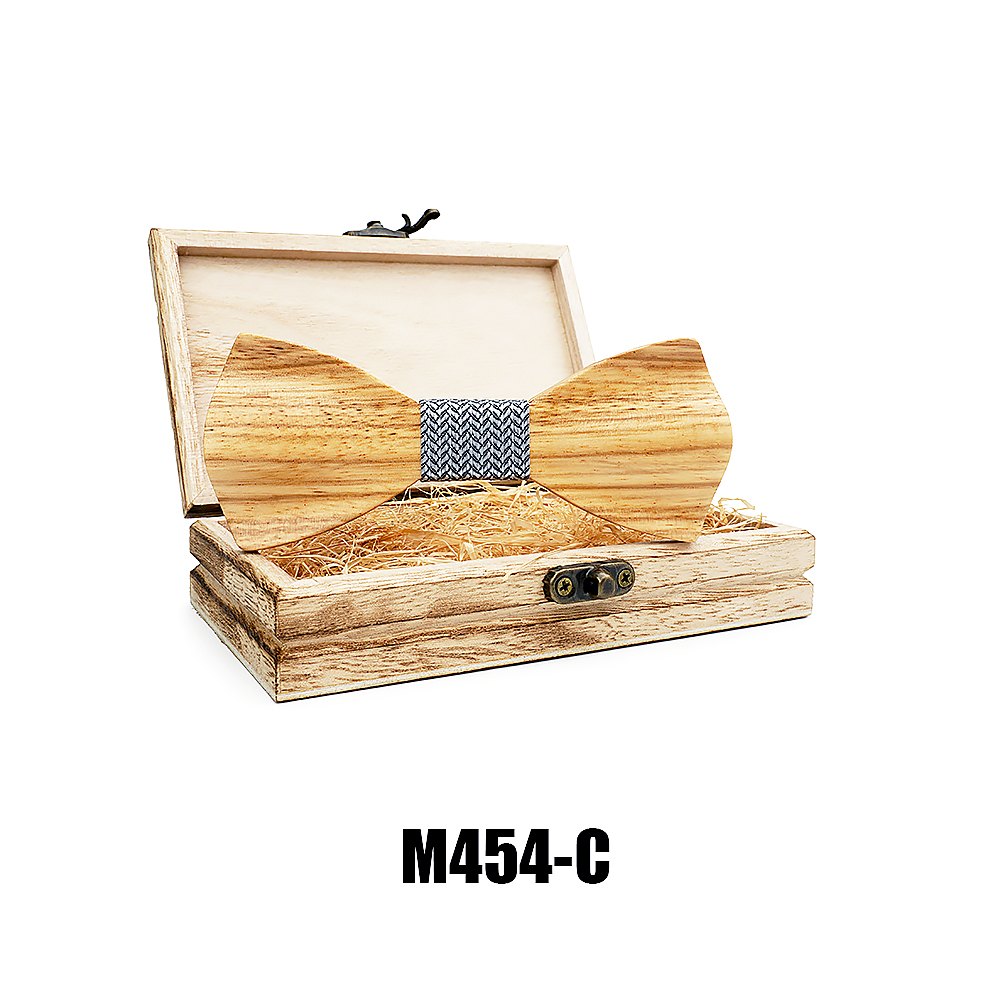 M454 M454  Solid Bow Tie with Gift Box, Zebrawood — view 3