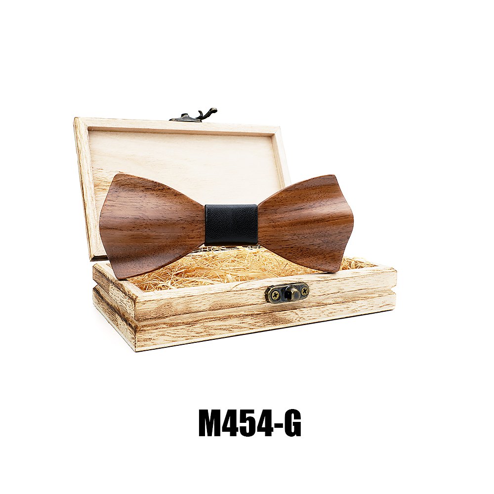 M454 M454  Solid Bow Tie with Gift Box, Zebrawood — view 7