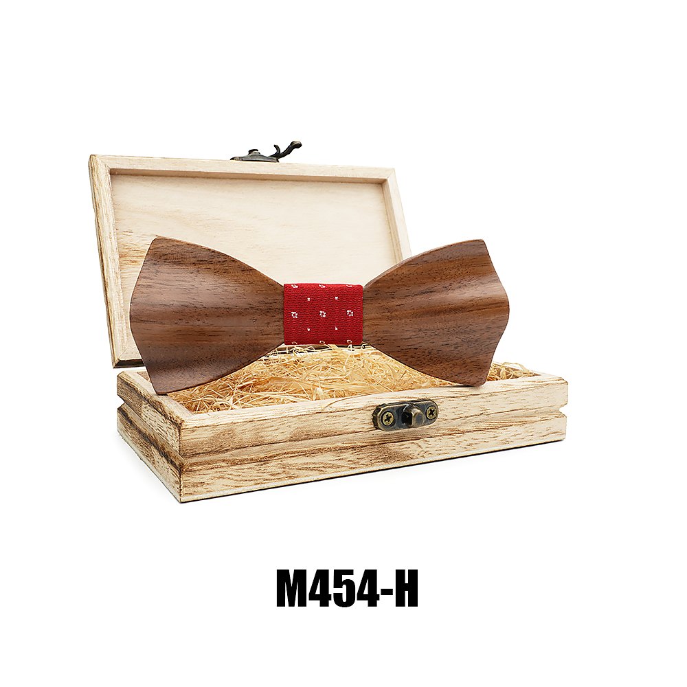 M454 M454  Solid Bow Tie with Gift Box, Zebrawood — view 8