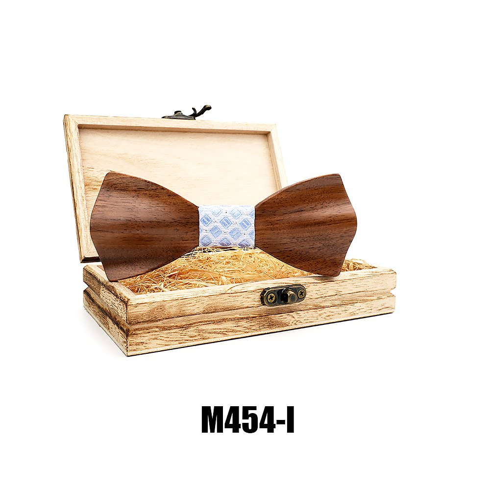 M454 M454  Solid Bow Tie with Gift Box, Zebrawood — view 9