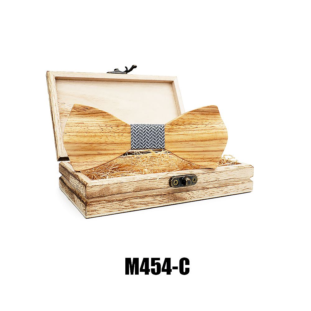 M454 M454  Solid Bow Tie with Gift Box, Zebrawood — colour C