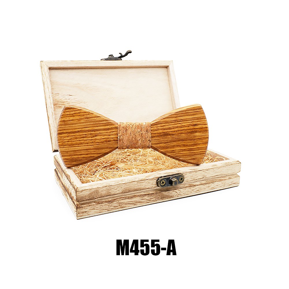 M455  Solid Bow Tie with Gift Box, Zebrawood